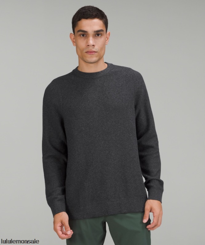 Lululemon Deutschland DELULU933 | Strukturstrickpullover Mit Rundhalsausschnitt Schwarz Meliert